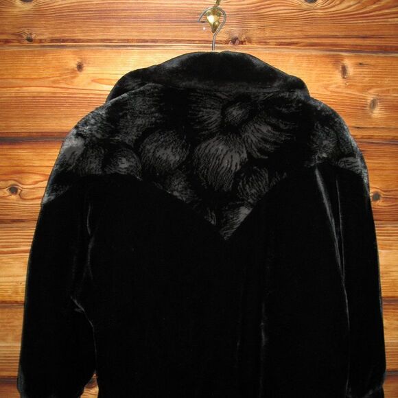 Vintage Black Luxe Faux Fur Jacket Coat - Picture 5 of 6